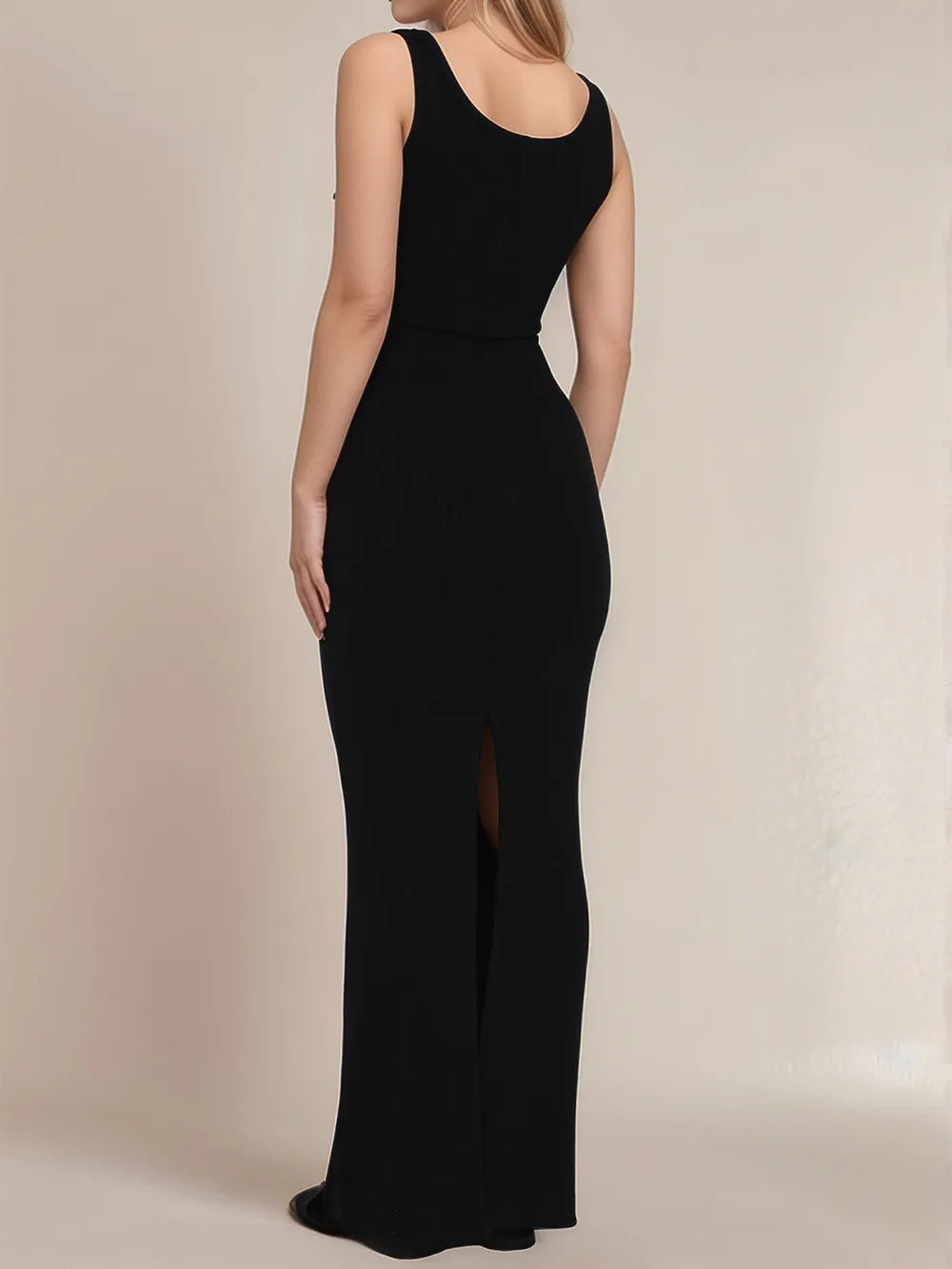 Image of Devine Side Slit Wide Strap Maxi Dress | Queeble.shop