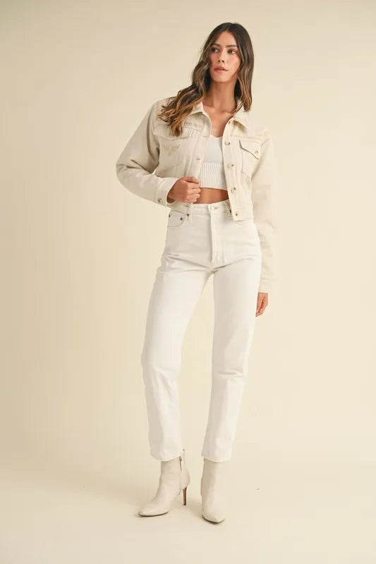 Image of MABLE Embroidered Quilted Cropped Jacket | Queeble.shop