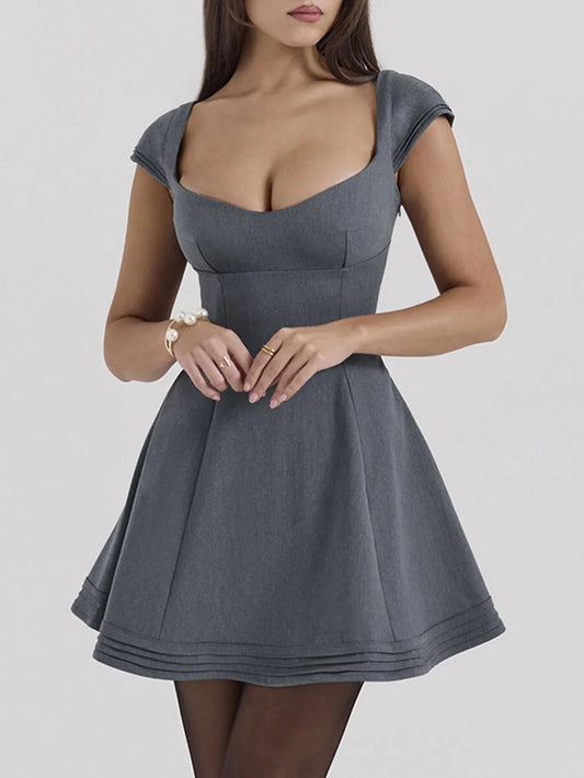 Image of Devine Lace-Up Sweetheart Neck Cap Sleeve Mini Dress | Queeble.shop