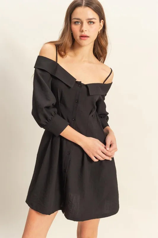 Image of HYFVE Button Down Spaghetti Strap Mini Dress with Pockets | Queeble.shop