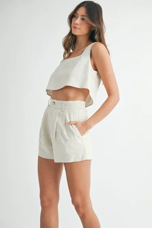 Image of MABLE Sleeveless Crop Top and Shorts Set | Queeble.shop