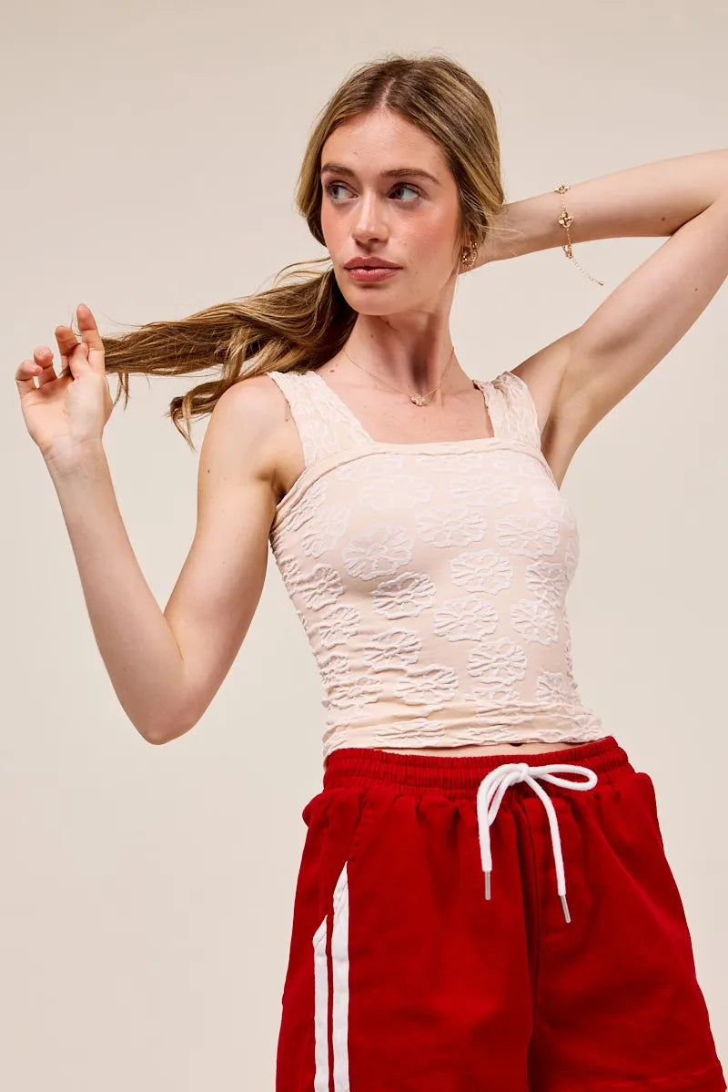 Image of SO ME Two Tone Floral Seamless Tank Top | Queeble.shop