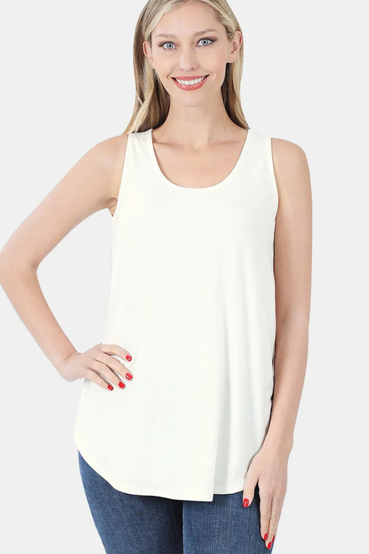 Image of Zenana Round Neck Curved Hem Tank | Queeble.shop