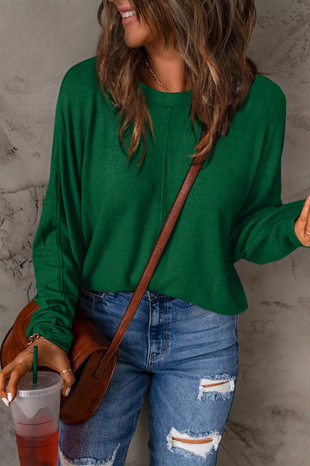 Image of Double Take Full Size Round Neck Long Sleeve T-Shirt | Queeble.shop