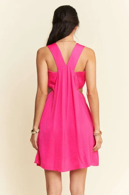 Image of Davi & Dani Washed Satin Cutout Skirt Bandeau Mini Dress | Queeble.shop