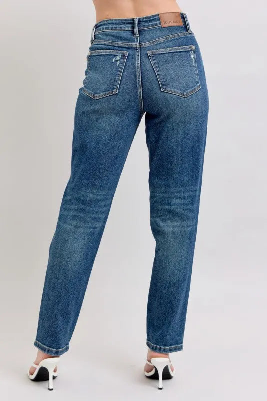 Image of Judy Blue Full Size High Waisted Rigid Magic Non-destroy Straight Leg Jeans Plus Size | Queeble.shop