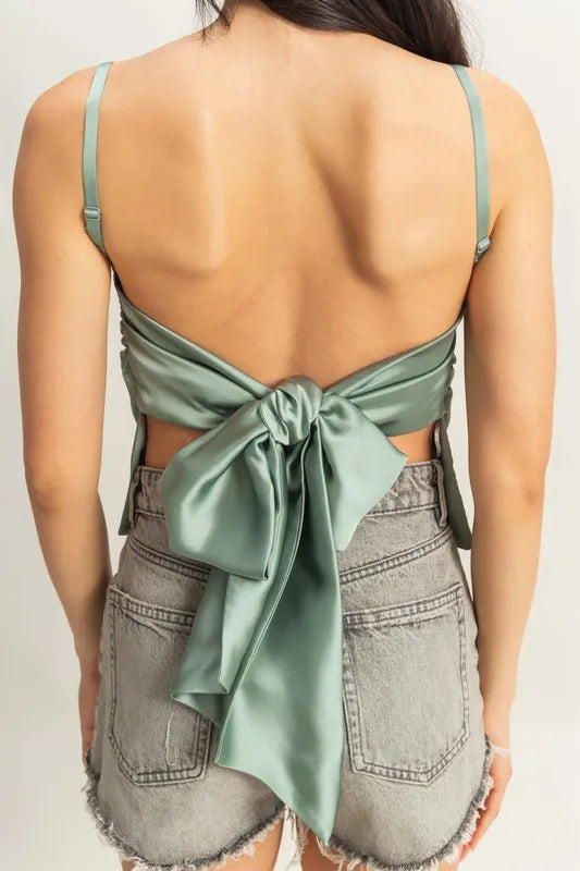 Image of HYFVE Satin Back Tie Detail Cami | Queeble.shop