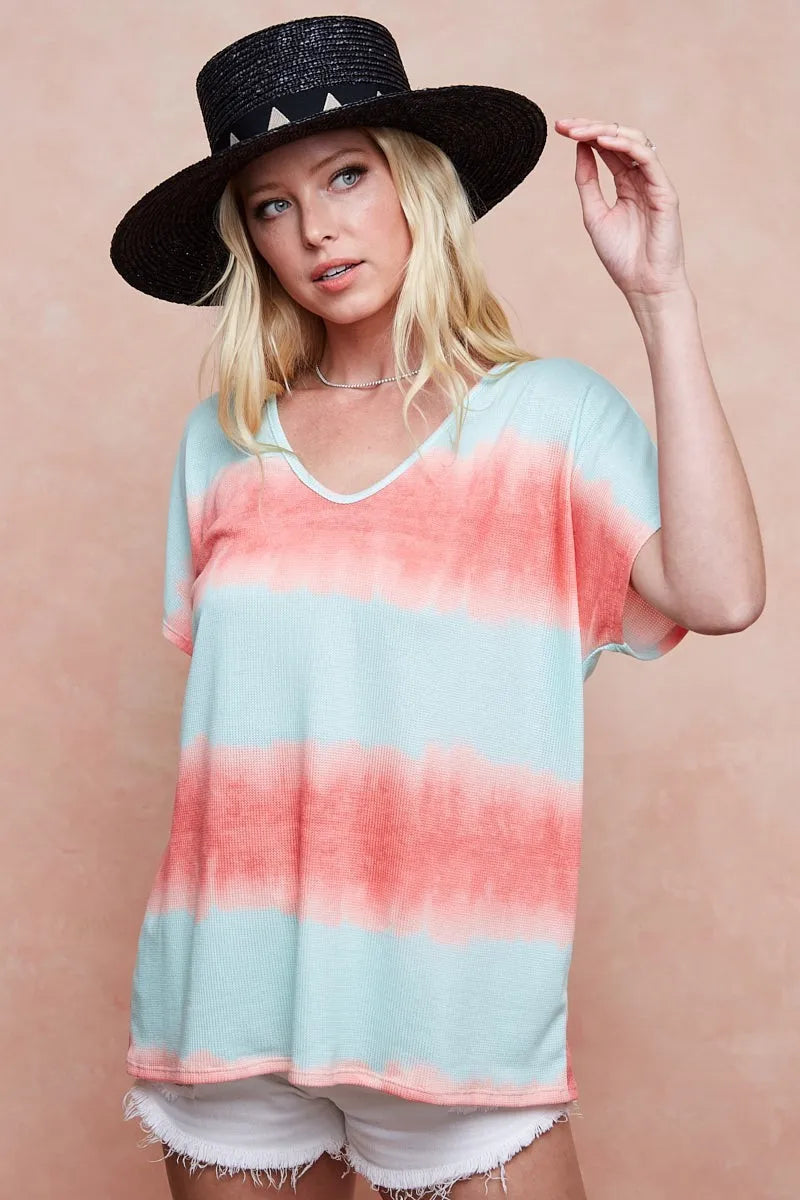 Image of BiBi Tiedye Printed Hacci Knit Top | Queeble.shop