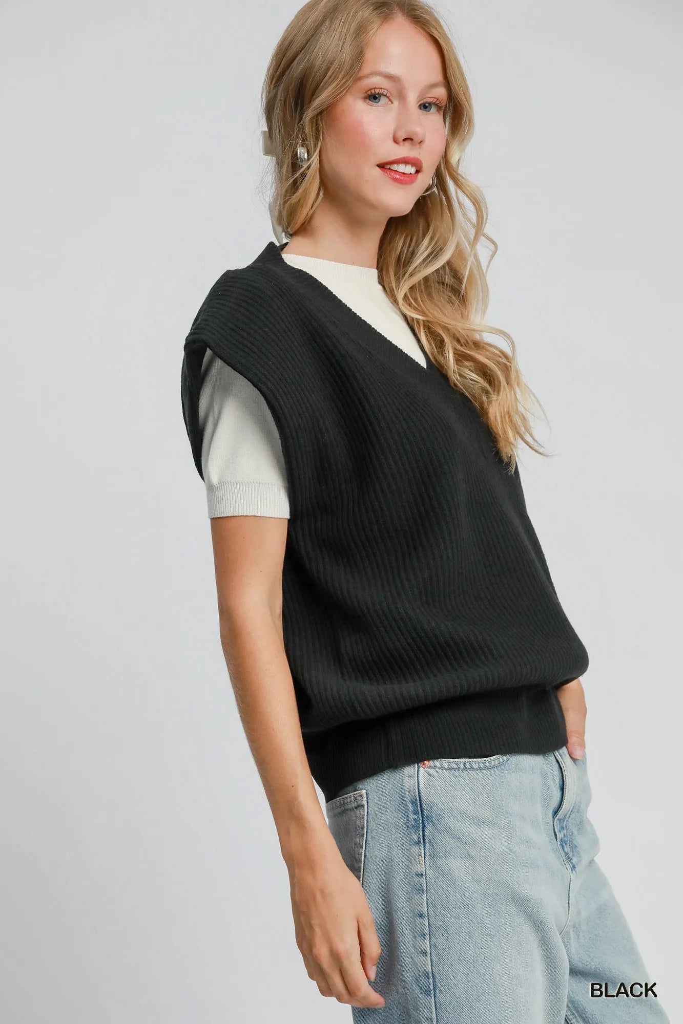 Image of Umgee Oversized V Neck Vest | Queeble.shop