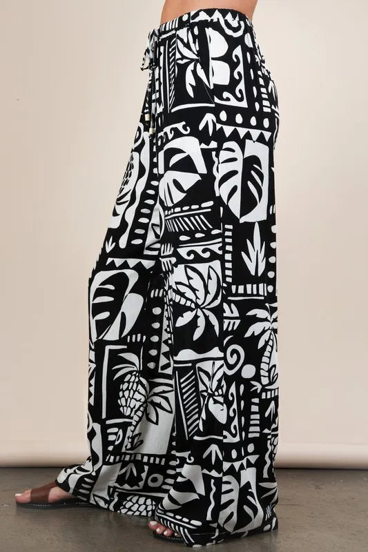 Image of VERY J Printed Casual Wide Leg Resort Pants | Queeble.shop