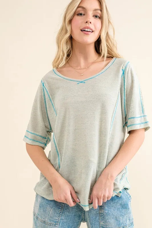 Image of And The Why Reversed Stitch Basic T Shirt | Queeble.shop