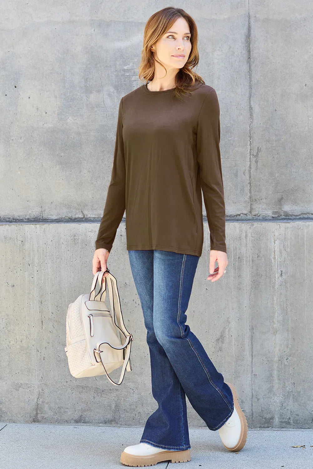 Image of Basic Bae Full Size Round Neck Long Sleeve Top | Queeble.shop