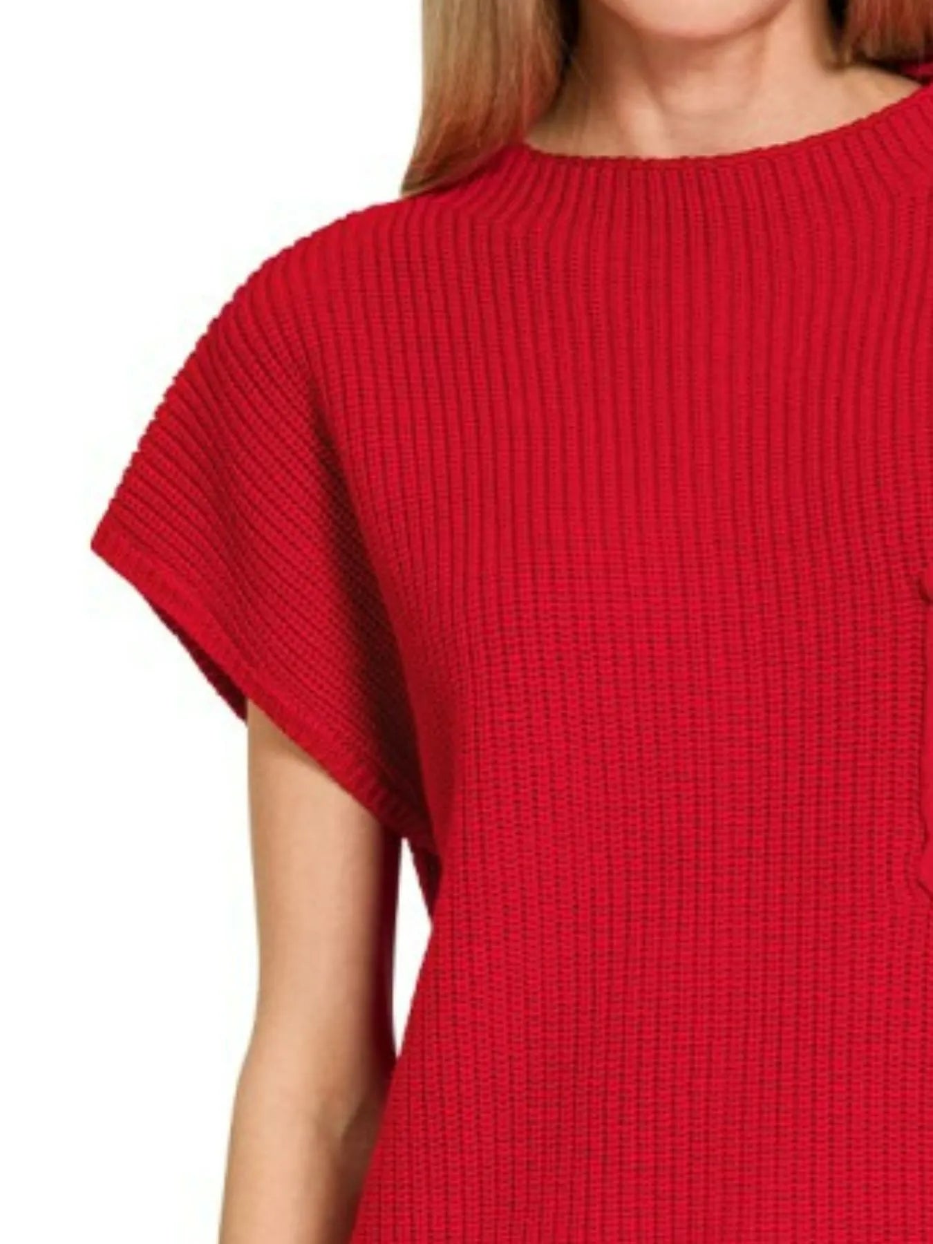 Image of Zenana Mock Neck Short Sleeve Sweater | Queeble.shop