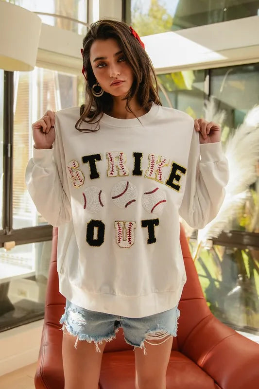 Image of BiBi Baseballs Strikeout Patches French Terry Sweatshirt | Queeble.shop