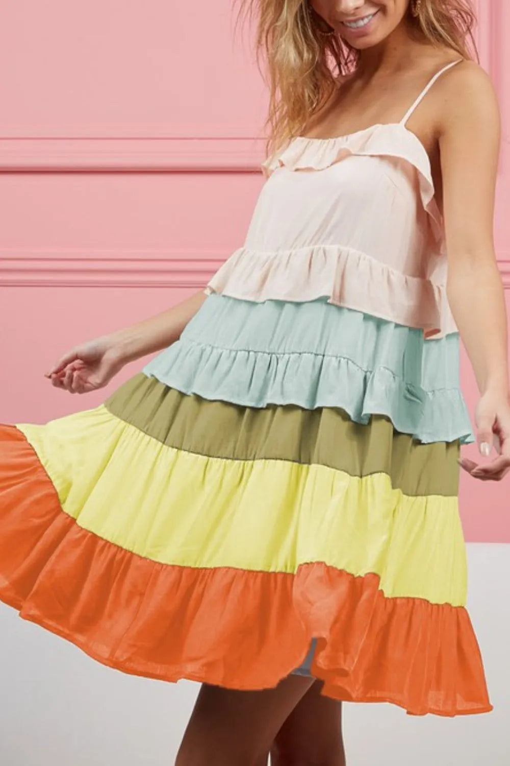 Image of BiBi Color Blocked Tiered Dress | Queeble.shop