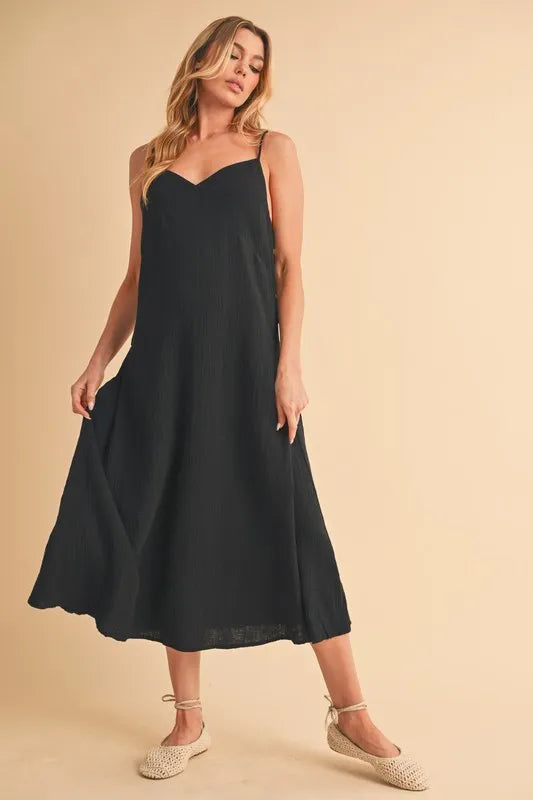 Image of Aemi+Co Side Button Midi Cami Dress | Queeble.shop