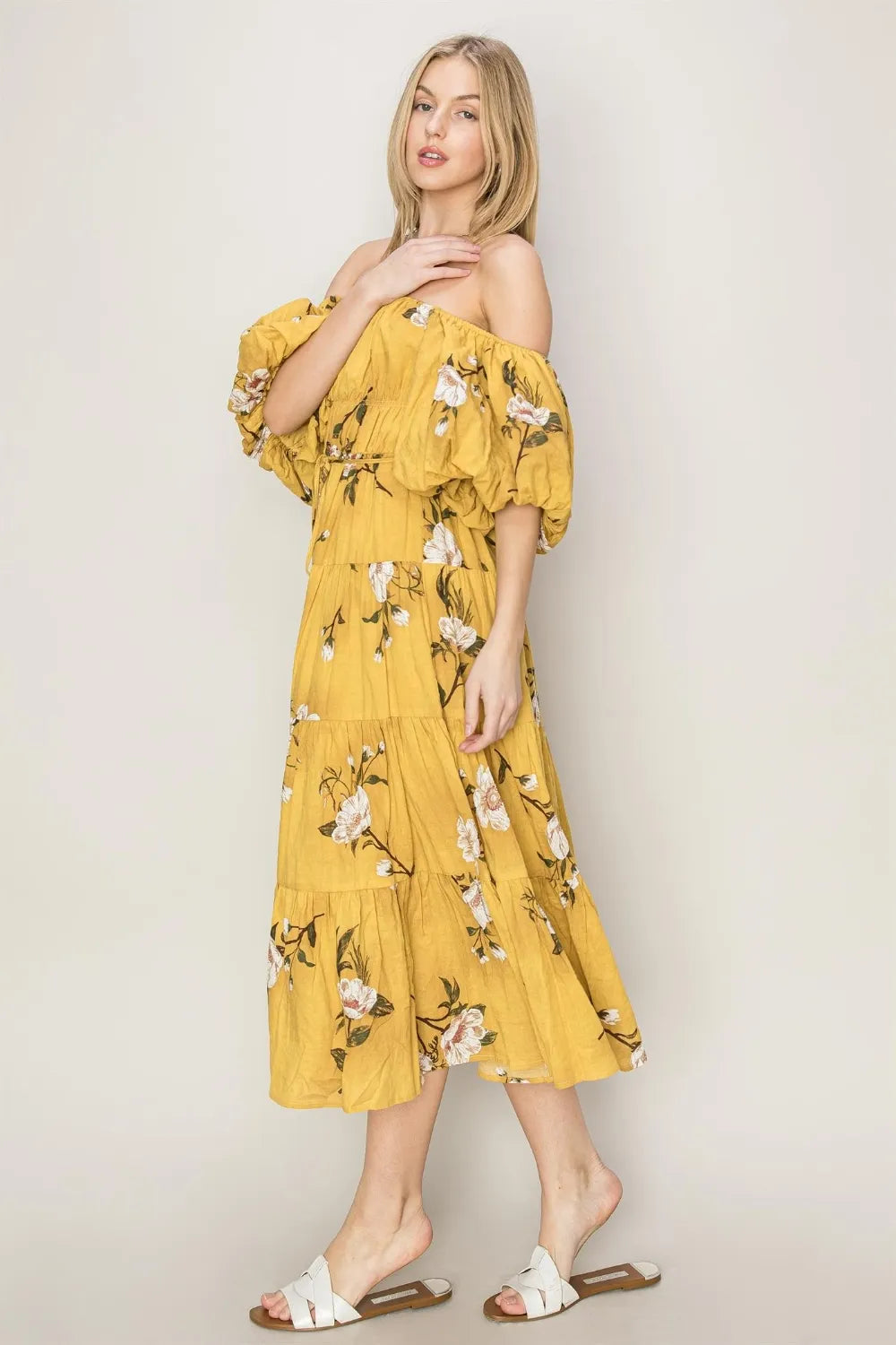 Image of HYFVE Floral Puff Sleeve Tiered Dress | Queeble.shop