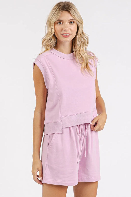 Image of Mittoshop French Terry Crew Neck Top and Shorts Set | Queeble.shop