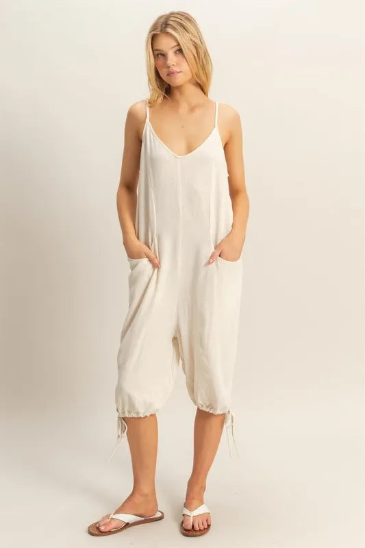Image of HYFVE V-Neck Pocket Detail Side Tie Hem Romper | Queeble.shop
