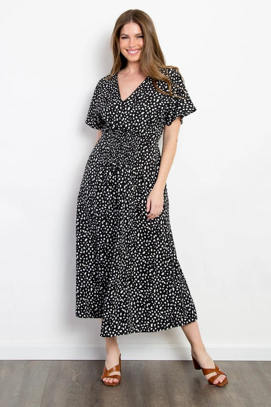 Image of Be Stage Full Size Printed Smocked Waist Dress | Queeble.shop