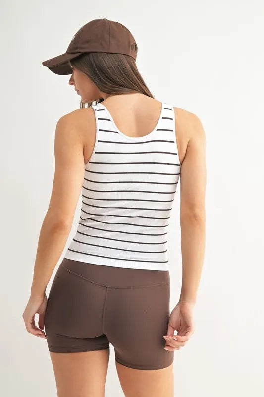 Image of MONO B Striped Seamless Ribbed Tank | Queeble.shop