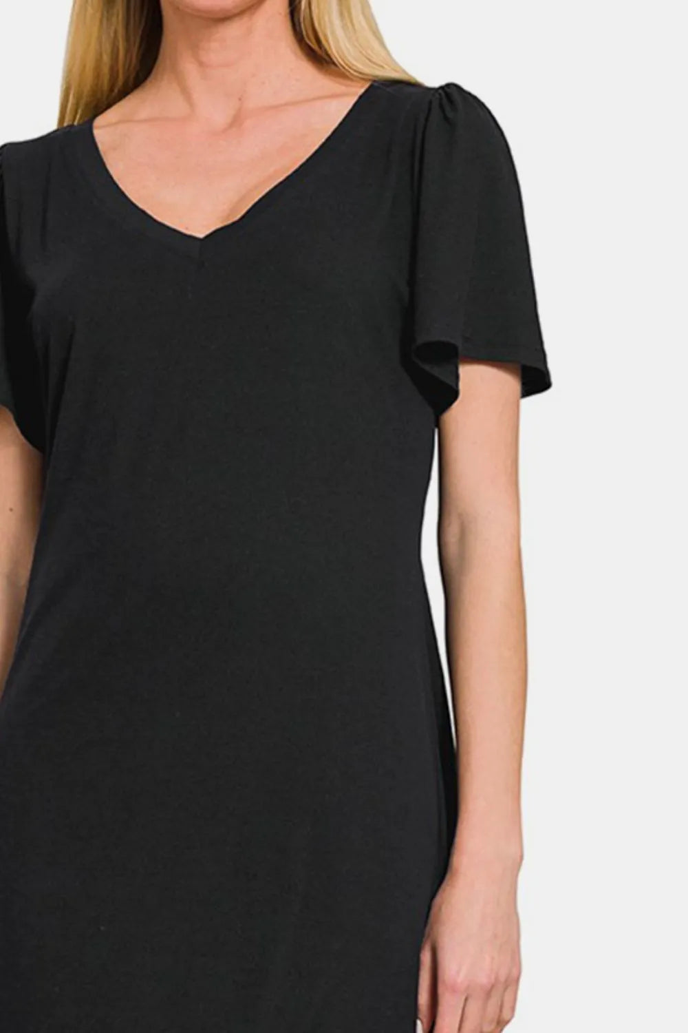 Image of Zenana V-Neck Short Sleeve Dress | Queeble.shop