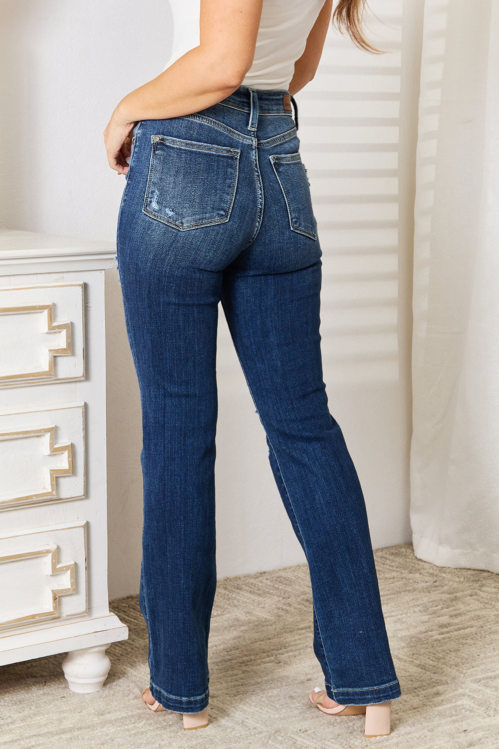 Image of Judy Blue Full Size Mid Rise Hand Sand & Destroy Bootcut Jeans | Queeble.shop