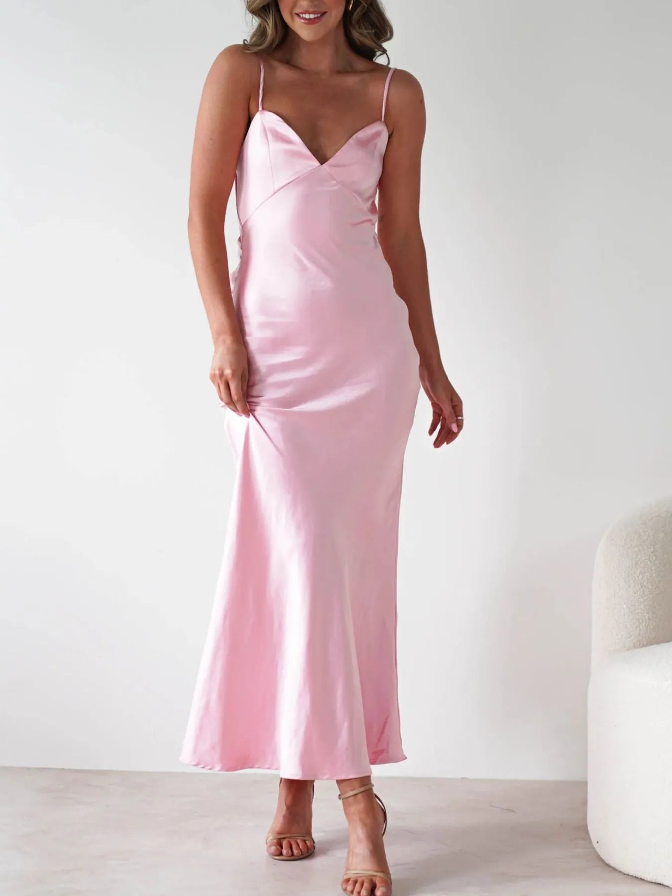 Image of Satin Backless Cami Dress | Queeble.shop