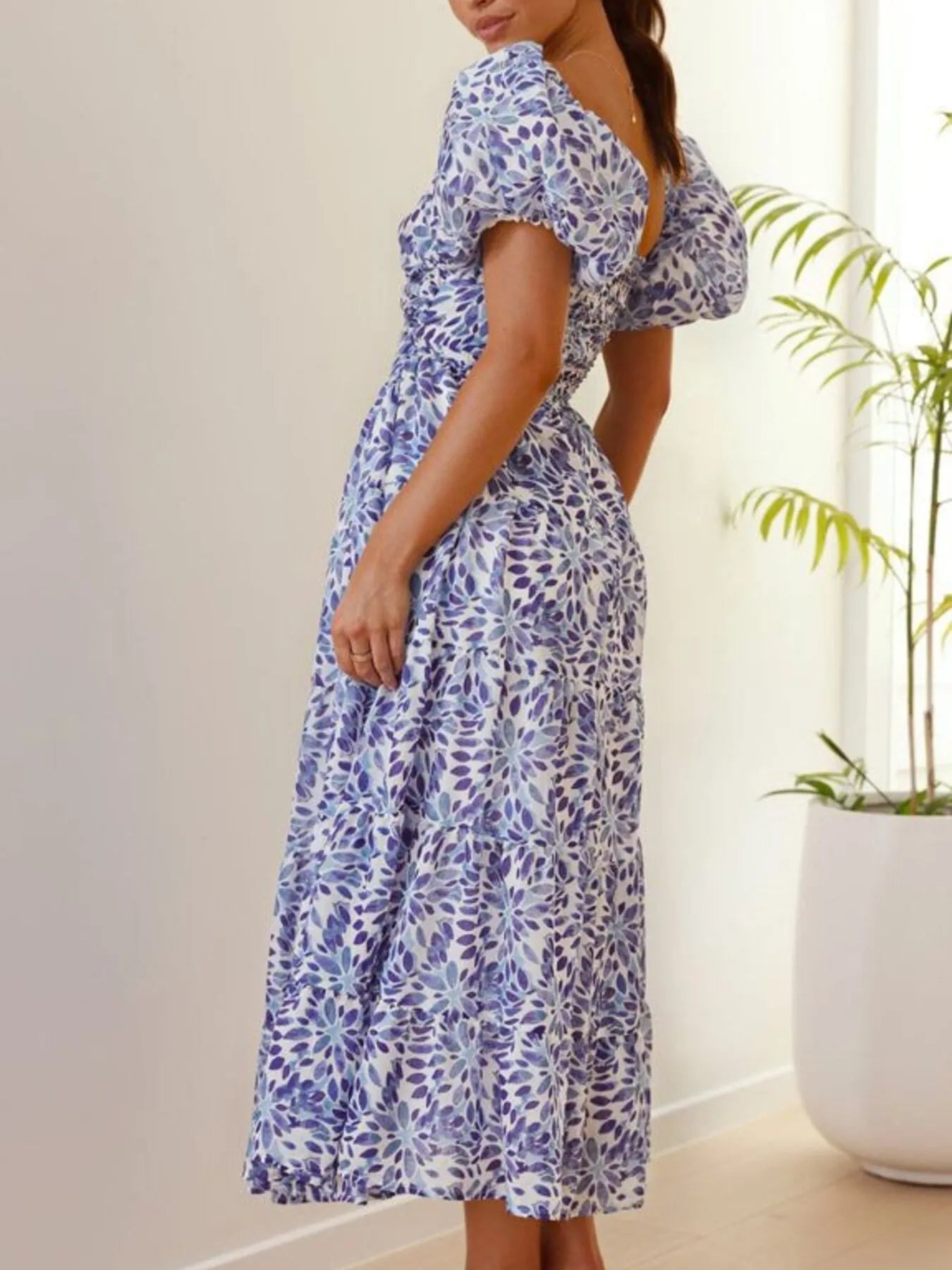 Image of Off-Shoulder Floral Tiered Dress with Ruffle Details | Queeble.shop
