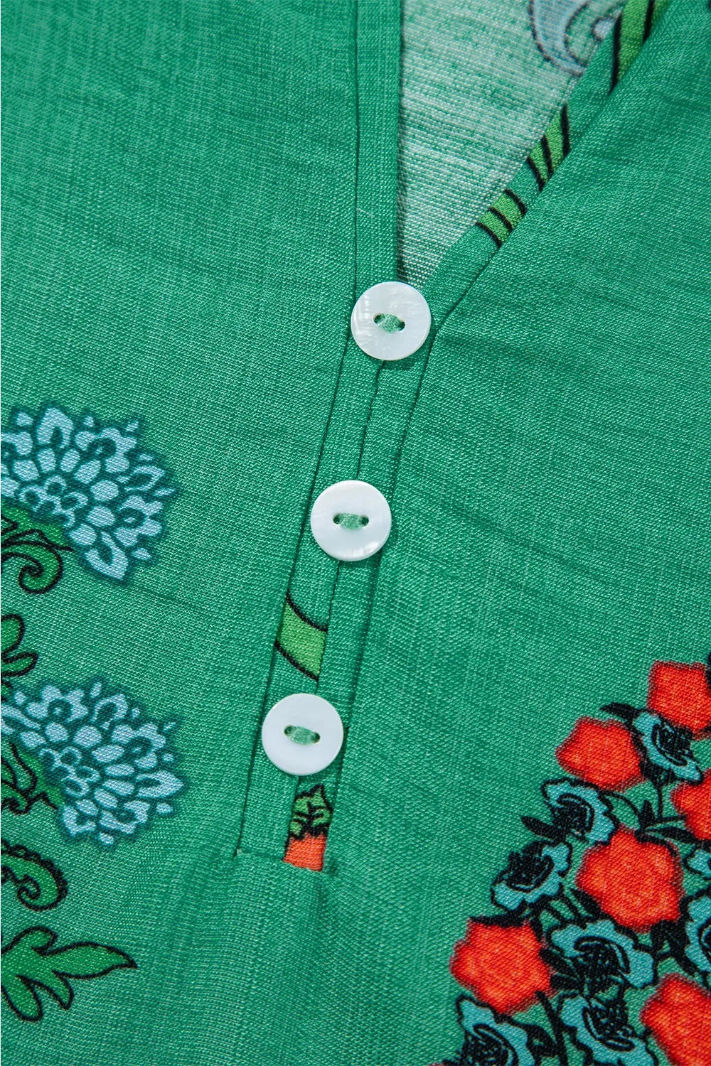 Image of Floral Print Notched Short Sleeve Blouse | Queeble.shop