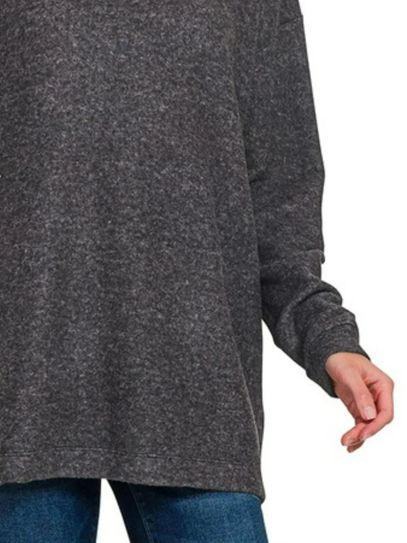 Image of Zenana Hooded Brushed Melange Hacci Sweater | Queeble.shop