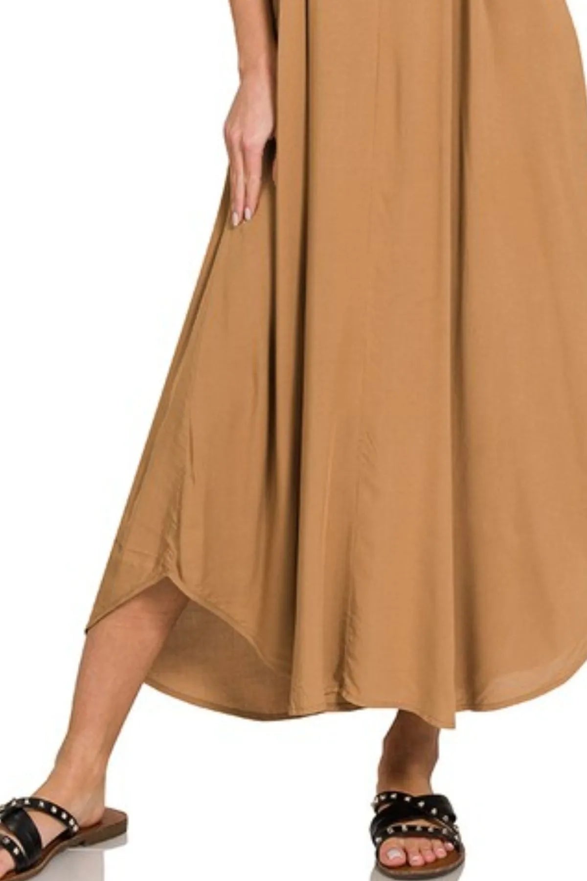 Image of Zenana Woven Arc Hem Cami Dress With Flowy Pockets | Queeble.shop