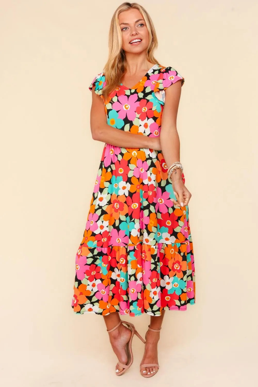 Image of Haptics Floral Midi Dress with Side Pockets | Queeble.shop