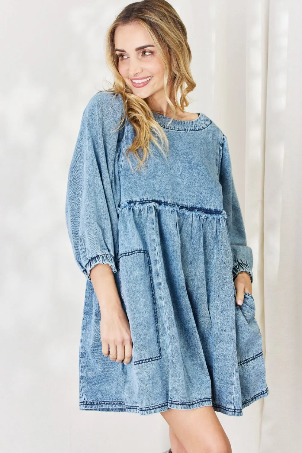 Image of HEYSON Full Size Oversized Denim Babydoll Dress | Queeble.shop