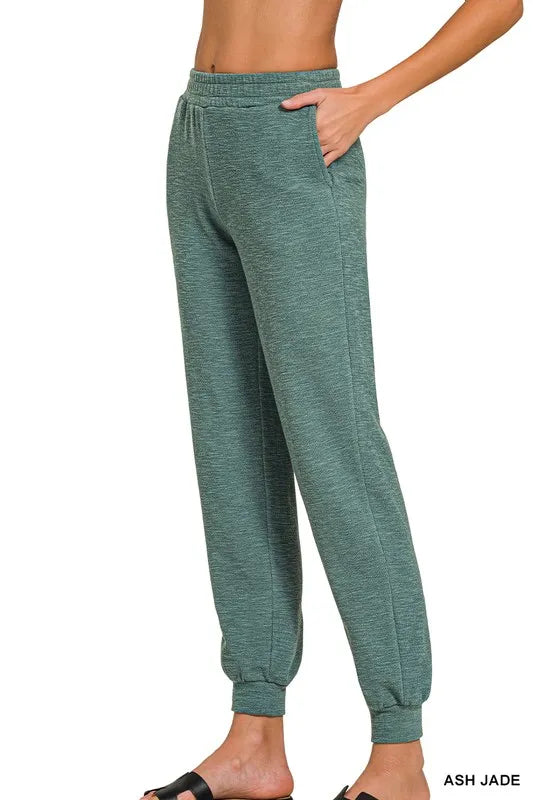 Image of Zenana Cotton Slub Jogger Pants | Queeble.shop
