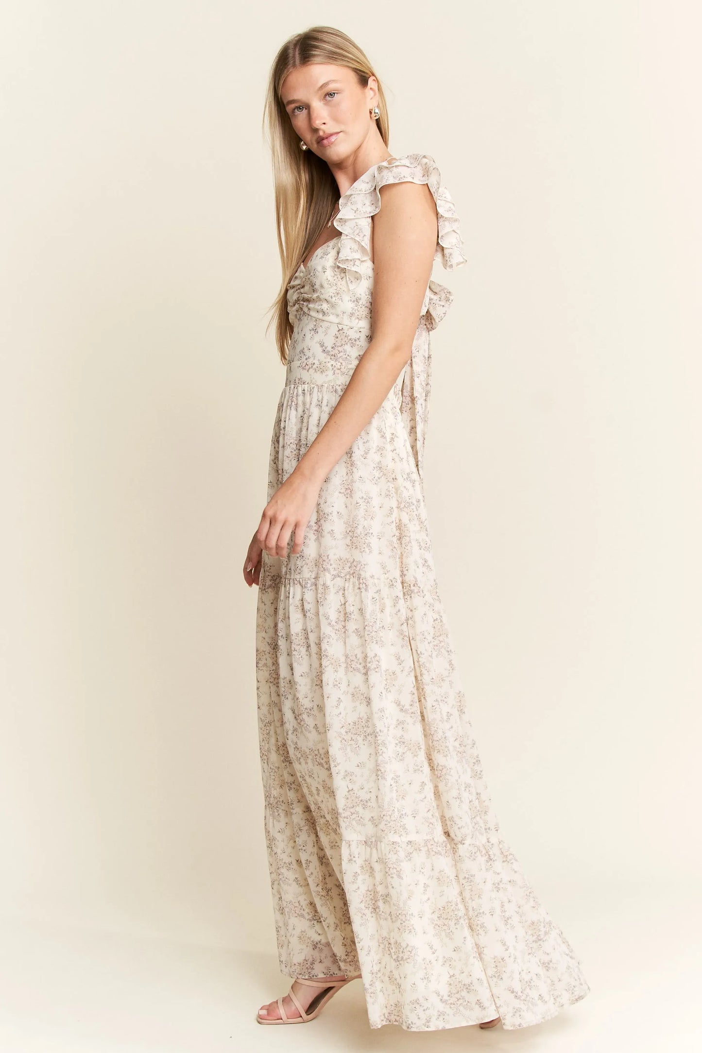 Image of Jade By Jane Full Size Ruffle Sleeve Tiered Maxi Dress Plus Size | Queeble.shop