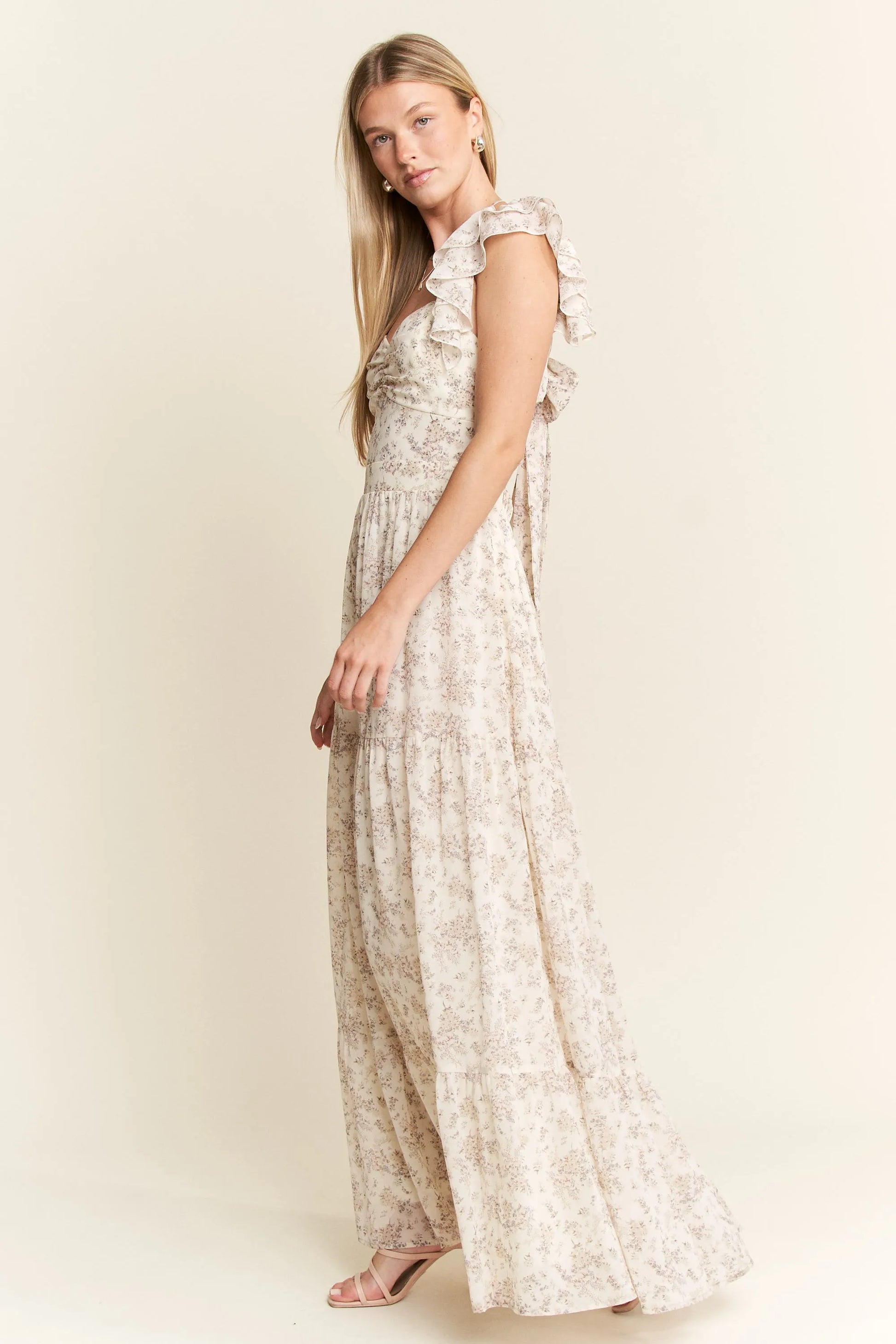 Image of Jade By Jane Full Size Ruffle Sleeve Tiered Maxi Dress Plus Size | Queeble.shop
