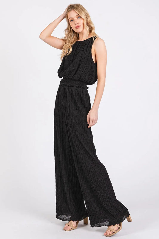 Image of Mittoshop Textured Stretchy Crop Tank and Pants Set | Queeble.shop