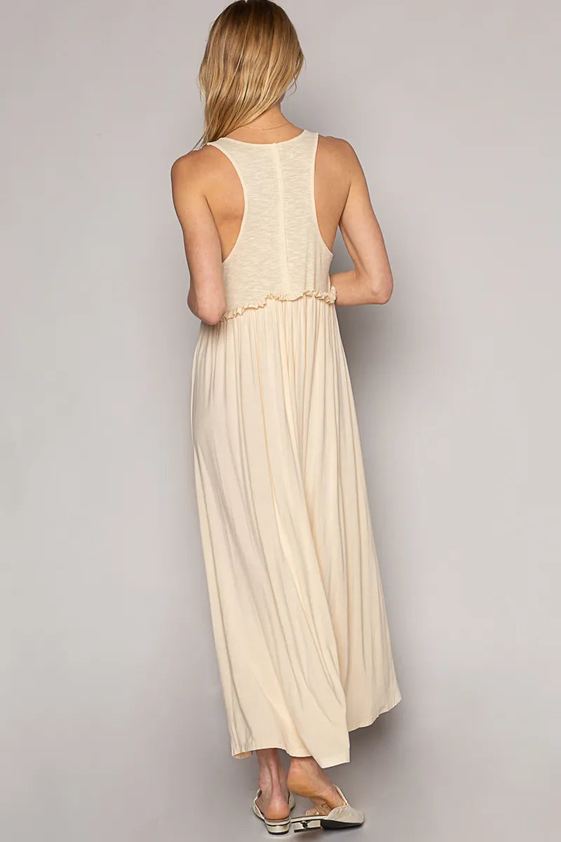 Image of POL Frill Slit Square Neck Cami Dress | Queeble.shop
