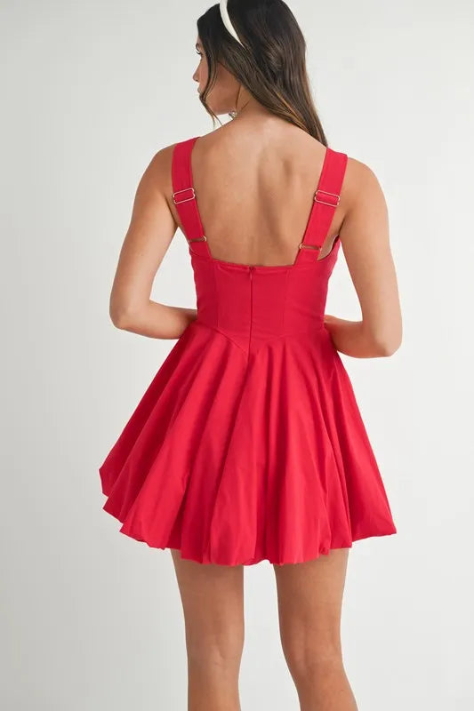 Image of MABLE Poplin Square Neckline Bubble Mini Dress | Queeble.shop