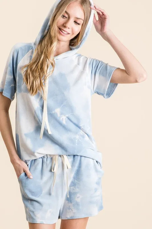 Image of BiBi Tie Dye French Terry Hoodie Top and Bottom Set | Queeble.shop