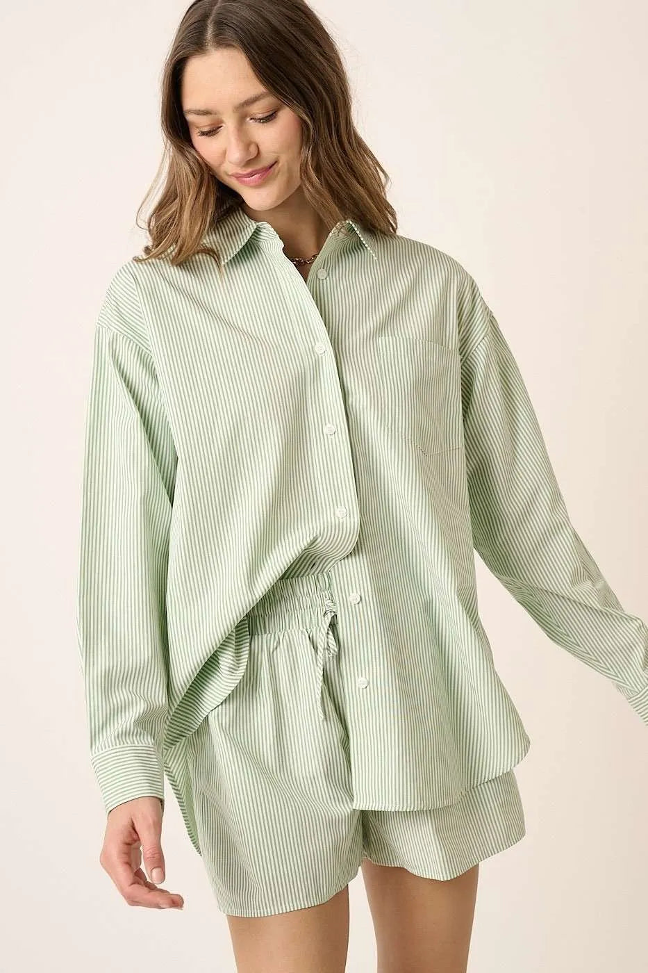 Image of Mittoshop Striped Shirt and Shorts Set | Queeble.shop