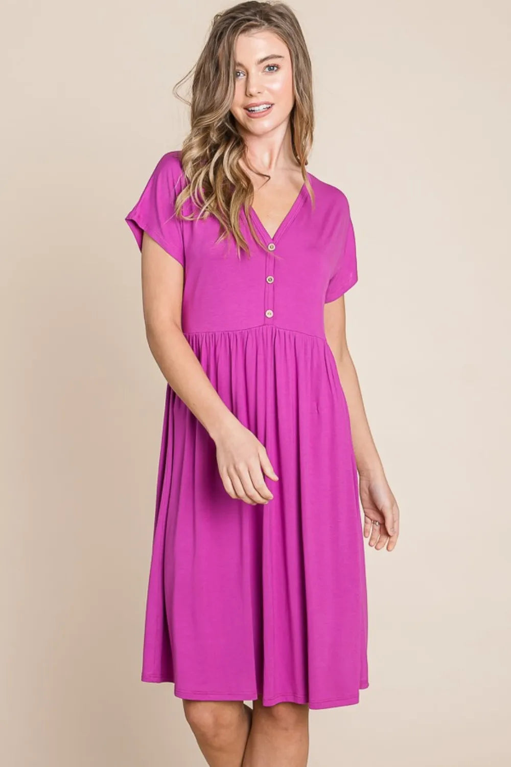 Image of BOMBOM V-Neck Short Sleeve Dress | Queeble.shop