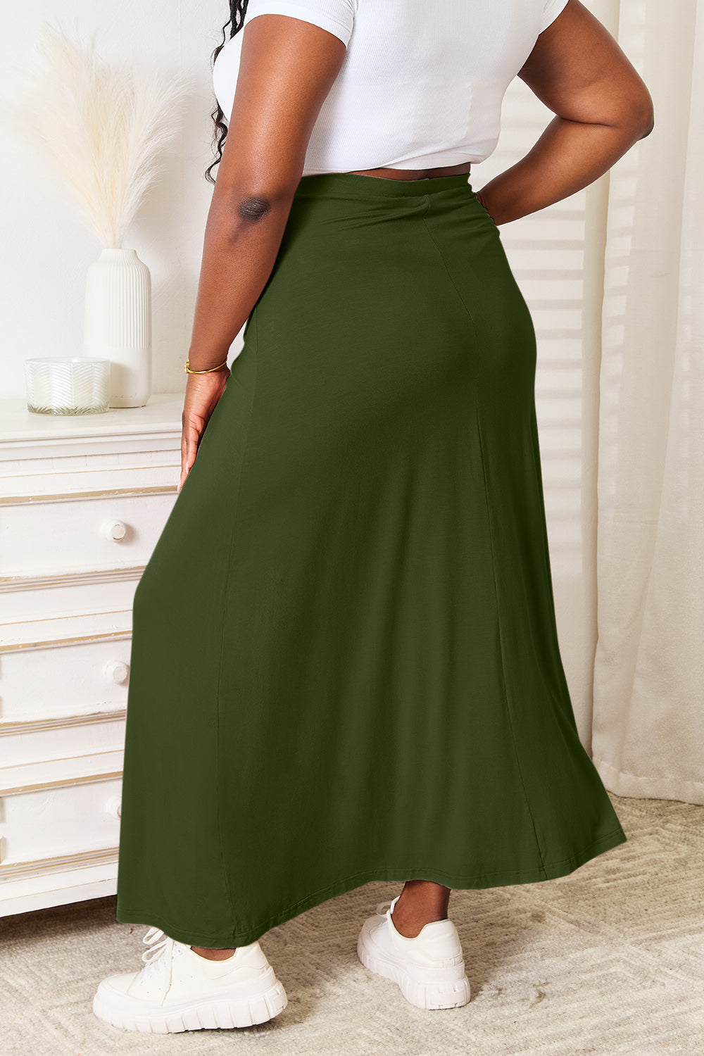 Image of Double Take Full Size Soft Rayon Drawstring Waist Maxi Skirt | Queeble.shop