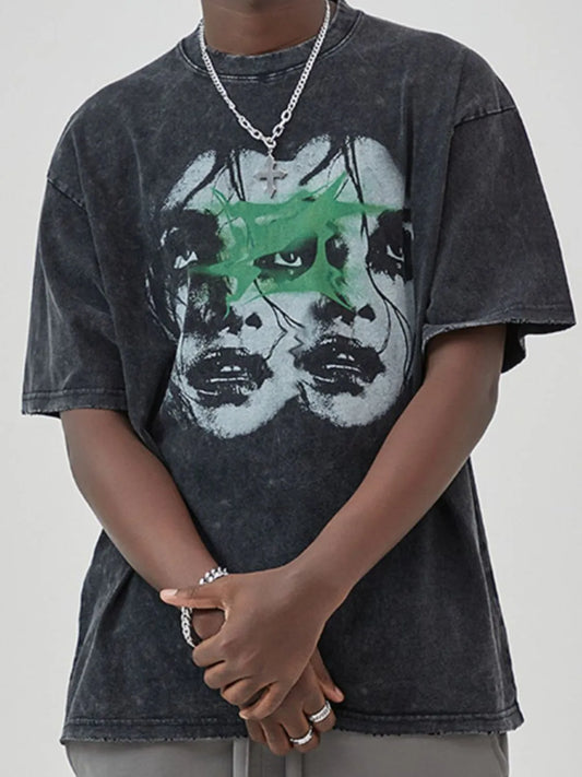 Image of Men's Graphic Round Neck Short Sleeve T-Shirt | Queeble.shop