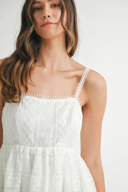 Image of MABLE Eyelet Lace Babydoll Mini Cami Dress | Queeble.shop
