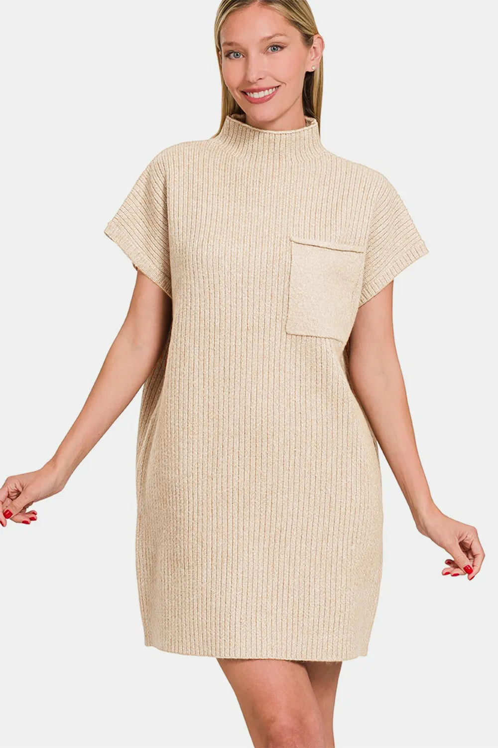 Image of Zenana Short Sleeve Sweater Mini Dress | Queeble.shop
