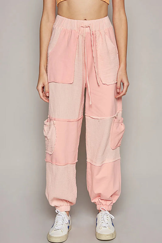 Image of POL Drawstring Pocketed Contrast Jogger Pants | Queeble.shop