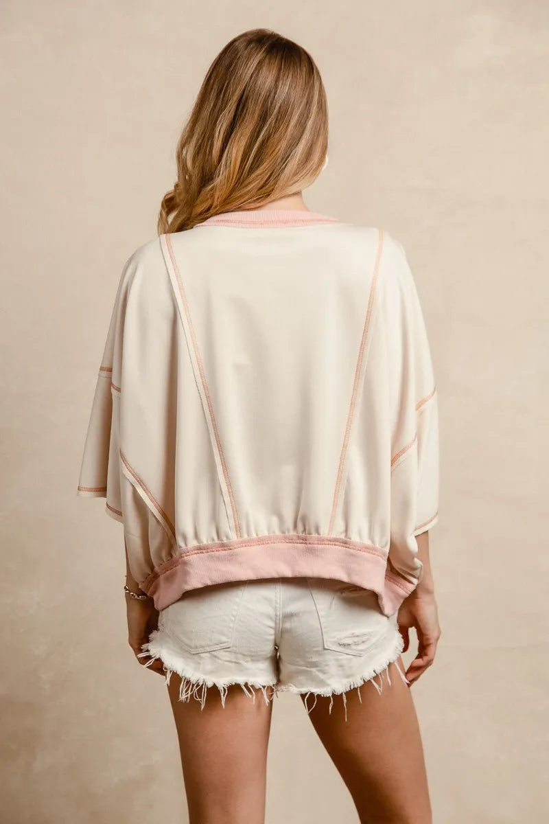 Image of BiBi Leopard Print Texas Patchwork Overlock Stitch Top | Queeble.shop