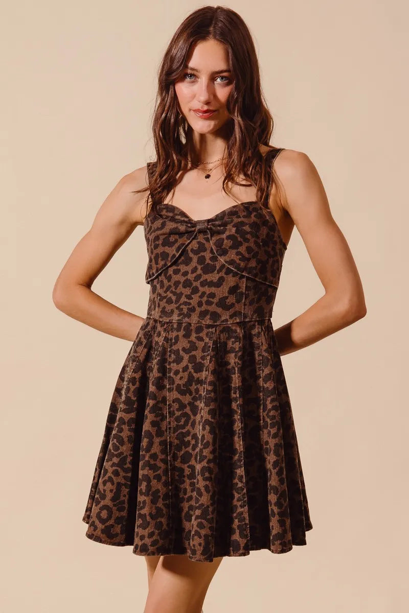 Image of SO ME Mineral Washed Leopard Flare Cami Dress | Queeble.shop